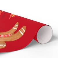 Christmas Mushroom Gift Wrap, Gingerbread Man Wrapping Paper, Whimsical Holiday Present Wrap, Adorable Xmas Gingerbread Gift Wrapping Paper