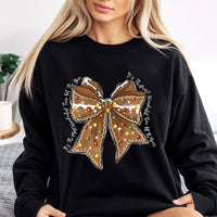 Coquette Holiday Cookie Sweater, Gingerbread Bow Christmas Sweatshirt, Adorable Xmas Graphic Crewneck, Winter Pullover, Festive Present for Women