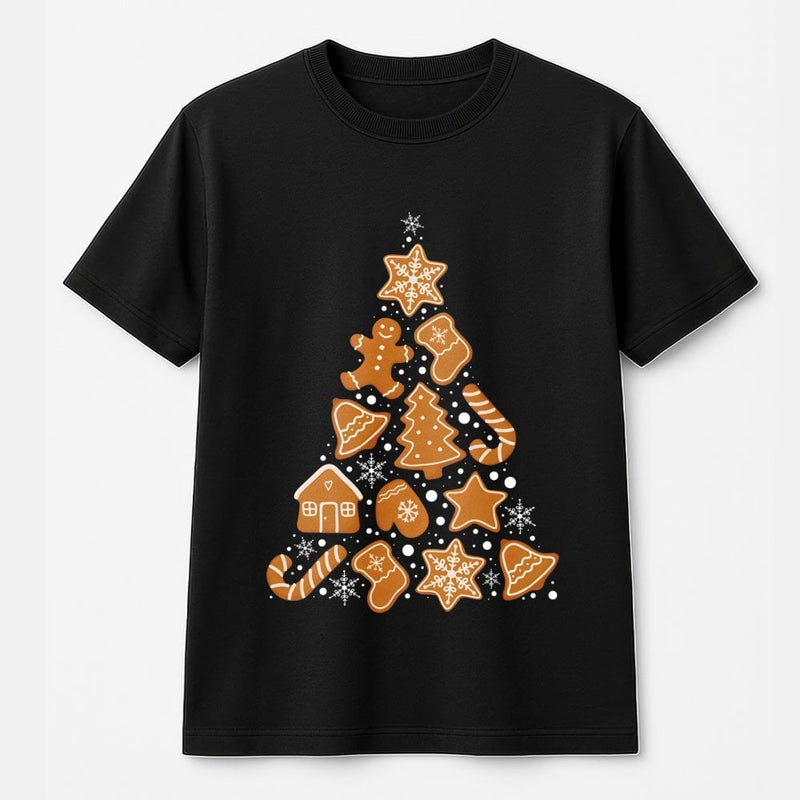 Festive Gingerbread Cookie T-Shirt, Gingerbread Man Christmas Tree Shirt, Adorable Baker Graphic Tee, Gingerbread Winter Shirt, Xmas Baker Present
