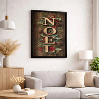 Rustic Pinecone Wreath Canvas Print, Noel Christmas Canvas Wall Art, Holiday Berry Canvas Sign, Festive Winter Wall Decor, Xmas Home Present