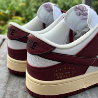 Low Top Sneakers, Burgundy White Colorway, Lace Up Design, Casual Gift for Sneaker Fans