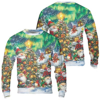 Northern Lights Holiday Crewneck, Christmas Santa Gnome Sweatshirt, Comfy Nordic Winter Pullover, Festive Christmas Gnome Sweatshirt
