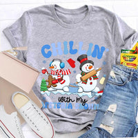 Humorous Holiday Snowman Graphic Tee, Chillin with My Cafeteria Snowmies Shirt, School Staff Christmas T-Shirt, Lunch Lady Holiday Present