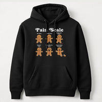 Humorous Nurse Christmas Sweatshirt, Gingerbread Pain Scale Hoodie, Adorable Nursing Humor Hooded Pullover, RN Medical Staff Holiday Nurse Hoodie