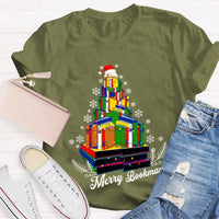 Book Lover Holiday Graphic Tee, Merry Bookmas Christmas T-Shirt, Winter Snowflakes Reading Shirt, Comfy Bookish Xmas Tee, Reader Present for Her