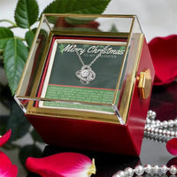Rotating Rose Gift Box, Daughter Christmas Love Knot Necklace, Gold CZ Pendant, Sentimental Holiday Daughter Love Knot Jewelry Present