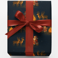 Christmas Camping Gift Wrap, S'mores with Santa Wrapping Paper, Whimsical Holiday Gift Wrapping Paper, Adorable Winter Camp Present Wrap Roll