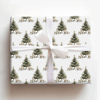 Watercolor Lamb Holiday Gift Wrap, Farm Sheep Christmas Wrapping Paper, Farmhouse Christmas Wrapping Paper, Rustic Present Wrap