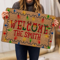Custom Name Entry Mat, Personalized Christmas Doormat, Non-Slip Holiday Welcome Mat, Winter Front Porch Rug, Seasonal Home Decor Present