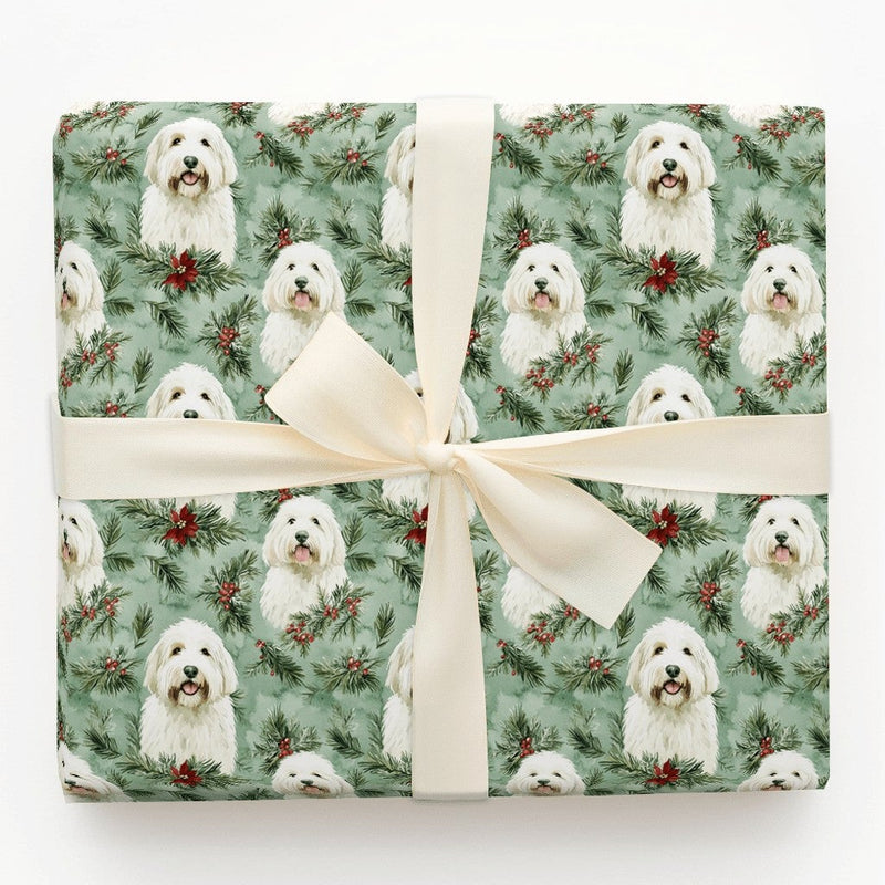 Shaggy Dog Holiday Gift Wrap, Goldendoodle Christmas Wrapping Paper, Watercolor Dog Christmas Wrapping Paper, Festive Winter Wrapping Paper