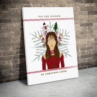 Retro Festive Holiday Woman Wall Art, Tis the Season Christmas Hair Canvas Print, Comfy Winter Vibes Canvas Decor, Christmas Present for Her