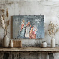 Holy Nativity Religious Canvas Wall Art, Three Wise Men Star of Bethlehem Canvas, Christian Christmas Canvas Print, Faith Home Decor