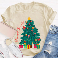 Retro Festive Holiday Graphic Tee, Merry and Bright Christmas Tree T-Shirt, Adorable Xmas Tree Shirt, Winter Holiday Present