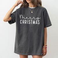 Minimalist Typographic Holiday Shirt, Merry Christmas T-Shirt, Retro Festive Xmas Graphic Tee, Seasonal Christmas Graphic T-Shirt