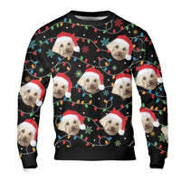 Personalized Pet in Santa Hat Ugly Sweater, Custom Dog Face Christmas Sweatshirt, Custom Dog Lover Holiday Pullover, Xmas Pet Crewneck