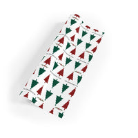 Red and Green Holiday Wrapping Paper, Christmas Tree Wrapping Paper, Festive Winter Gift Wrapping Paper, Traditional Xmas Present Wrap Roll