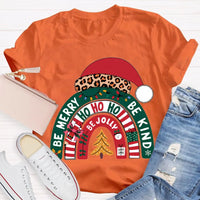 Santa Hat Holiday Shirt, Be Merry Be Jolly Be Kind Christmas T-Shirt, Positive Vibe Winter Tee, Festive Merry Christmas Graphic T-Shirt