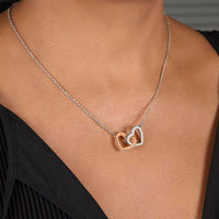 Two Heart Pendant, Humorous Bestie Naughty List Interlocking Hearts Necklace, Polished Surgical Steel Necklace, Christmas Present for Best Friend