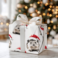Santa Hat Animal Gift Wrap, Hedgehog Christmas Wrapping Paper, Adorable Hedgehog Holiday Wrapping Paper, Winter Wildlife Festive Wrapping Paper