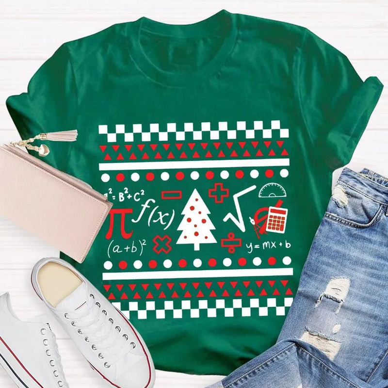 Festive STEM Holiday Teacher Tee, Math Elements Christmas Tree Shirt, Math Equations Xmas Tree Shirt, Science Teacher Christmas Shirt