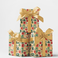 Christmas Wrapping Paper, Vintage Holiday Stamp Wrapping Paper, Retro Postage Stamp Gift Wrap, Festive Xmas Gift Wrapping Paper Roll