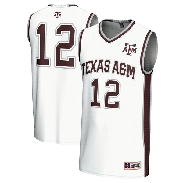 #12 Texas A&M Aggies Basketball Lightweight Fashion Jersey - White