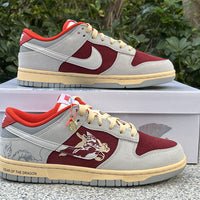 Low Top Sneakers, Beige Burgundy Colorway, Lace Up Design, Casual Gift for Sneaker Fans