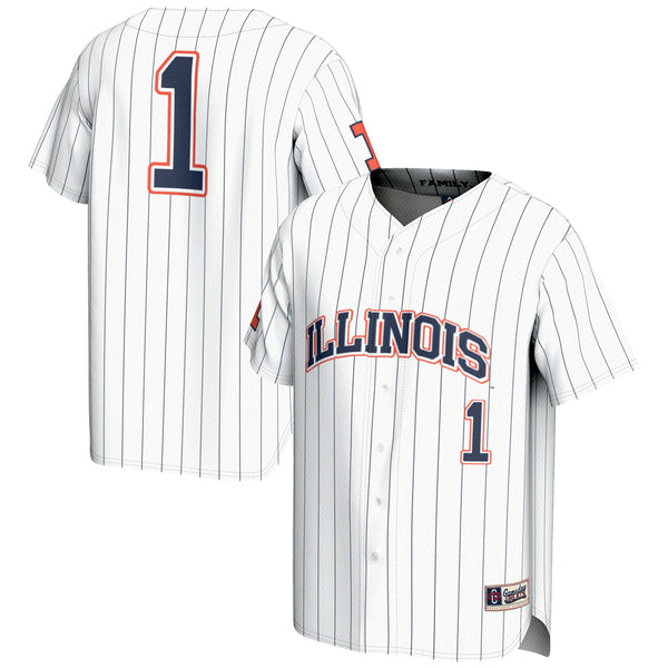 #1 Illinois Fighting Illini Lightweight Baseball Jersey - White