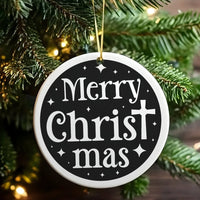 Religious Merry Christmas Ornament, Christian Cross Christmas Ornament, Faith Ceramic Tree Ornament, Holiday Keepsake Present for Believers