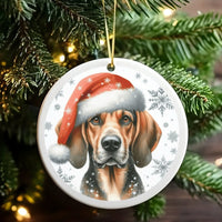 Adorable Dog Holiday Ceramic Keepsake, Beagle Santa Hat Christmas Ornament, Puppy Pet Tree Decoration, Dog Mom Xmas Tree Ornament Present