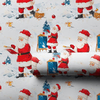Artist Christmas Gift Wrap, Painter Santa Wrapping Paper, Winter Wonderland Wrapping Paper, Holiday Art Wrapping Paper Roll, Xmas Gift Wrap