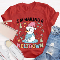 Humorous Winter Holiday Graphic Shirt, Meltdown Snowman Christmas T-Shirt, Adorable Melting Snowman Humor Xmas Tee, Present