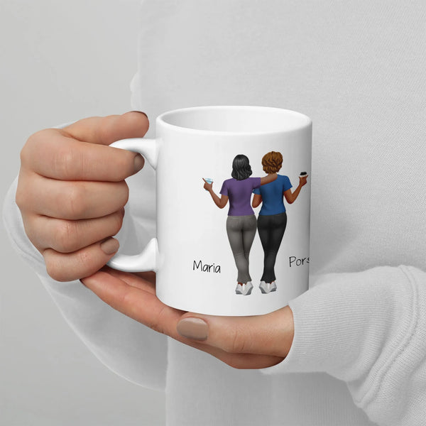 Personalized Bestie Illustration Coffee Cup, Custom Best Friend Ceramic Mug, Soul Sister Coffee Mug, Birthday Christmas Prese