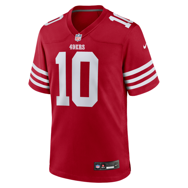 San Francisco 49ers Mac Jones Scarlet Team Game Jersey