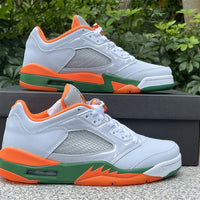 Low Top Sneakers, White Green Orange Colorway, Lace Up Design, Casual Gift for Sneaker Fans