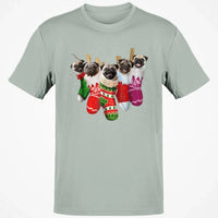 Humorous Xmas Pug Dog Shirt, Pug Christmas Socks T-Shirt, Holiday Animal Graphic Tee, Christmas Puppy Santa T-Shirt, Dog Lover Present