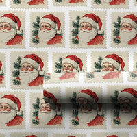Retro Christmas Wrapping Paper, Vintage Santa Postage Stamp Wrapping Paper, Nostalgic Holiday Gift Wrapping Paper, Classic Xmas Gift Wrap