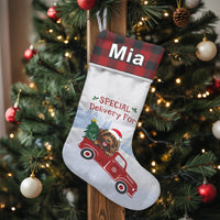 Vintage Truck Holiday Stocking, Personalized Dog Red Truck Christmas Stocking, Dog Lover Christmas Stocking, Custom Pet Xmas Stocking Present