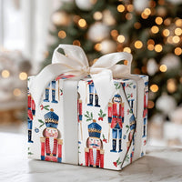 Watercolor Christmas Gift Wrap Roll, Nutcracker Wrapping Paper, Holiday Nutcracker Soldier Wrapping Paper, Festive Xmas Gift Wrapping Paper