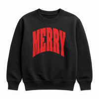 Varsity Holiday Sweatshirt, Merry Christmas Sweatshirt, Retro Arch Lettering Crewneck, Comfy Winter Pullover, Festive Xmas Present Sweatshirt