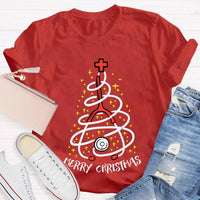 Holiday Nurse T-Shirt, Stethoscope Christmas Tree School Nurse Shirt, Adorable Medical Christmas Graphic Tee, School Nurse Xmas Present