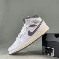 Basketball Shoes, White Gray Colorway, Retro, Vintage, Mid Top, Lace Up Design, Casual Gift for Shoe Lovers
