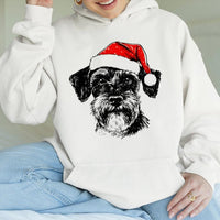 Christmas Schnauzer Dog Hoodie, Schnauzer Santa Hoodie, Festive Dog Lover Sweatshirt, Winter Holiday Pet Pullover, Present for Schnauzer Mom