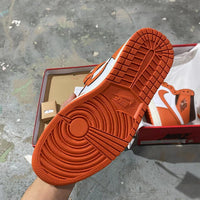 Retro High Top Sneakers, White Orange Colorway, Lace Up Design, Casual Gift for Sneaker Fans
