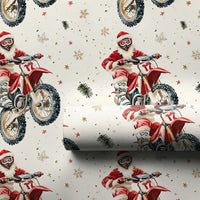 Dirt Bike Christmas Gift Wrap, Motocross Santa Wrapping Paper, Extreme Biker Holiday Wrapping Paper, Motorcycle Xmas Gift Wrap Paper Roll