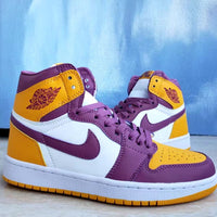 Sneakers, Yellow Purple Colorway, Lace Up Design, Casual Gift for Sneaker Fans