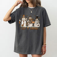 Let It Snow Shirt, Snowman Christmas T-Shirt, Adorable Winter Holiday Graphic Tee, Retro Xmas T-Shirt, Festive Holiday Present for Her and Him