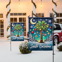 Palm Tree Coastal Holiday Yard Flag, South Carolina Christmas Garden Flag, SC State Pride Winter Flag, Double-Sided Lawn Banner Decor