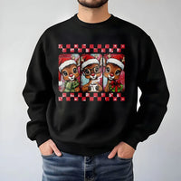 Checkered Holiday Reindeer Sweater, Retro Christmas Reindeer Sweatshirt, Adorable Xmas Crewneck, Festive Reindeer Pullover, Teacher Holiday Present