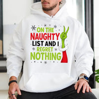 Peace Sign Holiday Sweatshirt, Naughty List Christmas Hoodie, Humorous Naughty List Hoodie, Sarcastic Christmas Hooded Sweater, Holiday Present